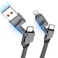 2Pack 6FT 4 in 1 USB C Cable for Lightning, 60W Fast Charging, Flat Braided by bobosogo