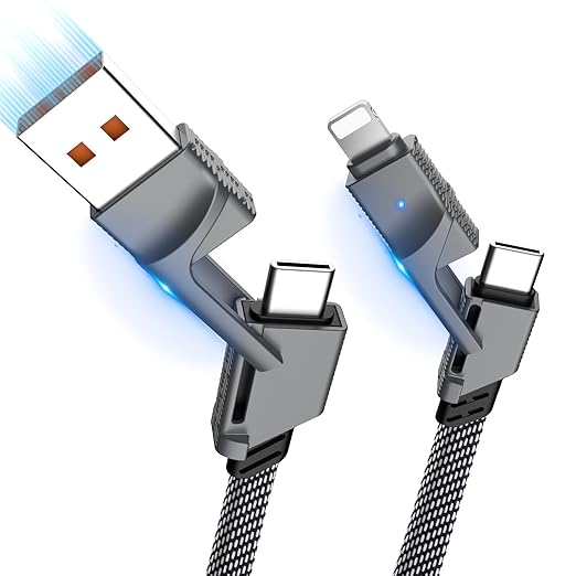 2Pack 6FT 4 in 1 USB C Cable for Lightning, 60W Fast Charging, Flat Braided by bobosogo