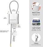 Cable Padlock with 3 Keys | L 1.15ft, D 1/6in Adjustable Steel Cable Lock | - Image 2