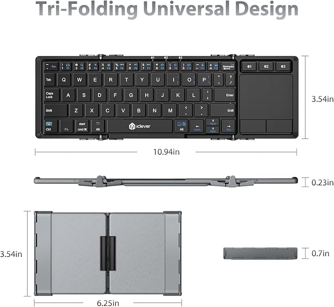 iClever Foldable Keyboard, BK08 Bluetooth Keyboard - Image 5