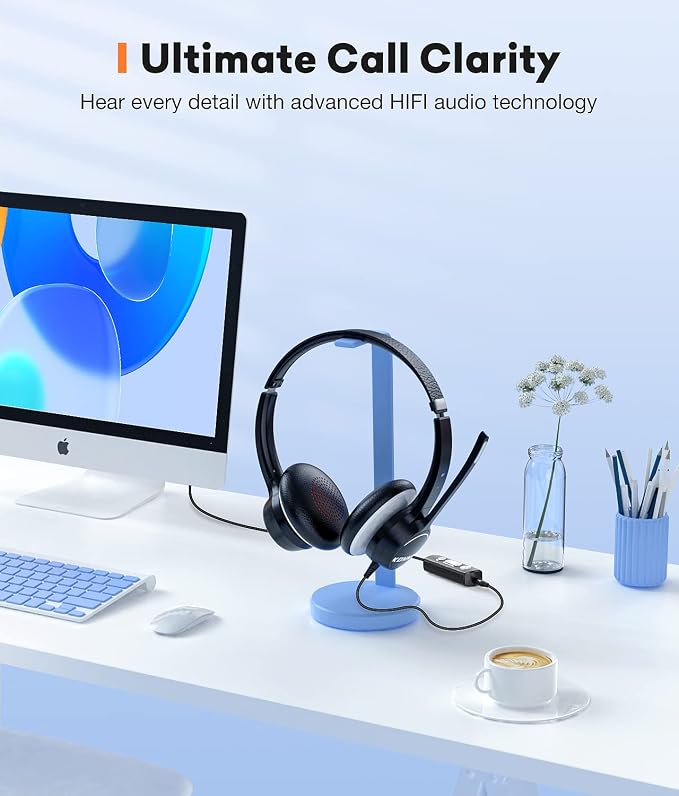 USB Headset with Microphone, 3.5mm Wired Computer Headsets with Noise - Image 7
