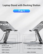 BENFEI Laptop Stand with USB C 7in1 Docking Station, HDMI 4K@60Hz, 1*SD 1*Micro - Image 2