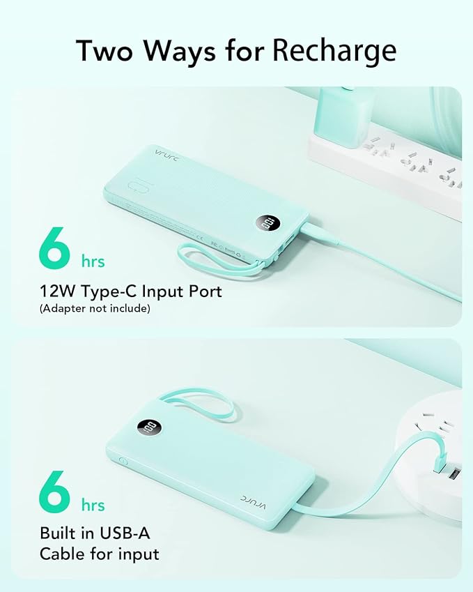 VRURC Portable Charger Power Bank, 10000mAh Travel Essentials Battery Pack - Image 6