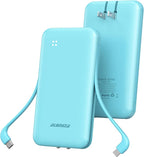 Alongza Portable Charger Built-in Cables and AC Wall Plug, Slim Fast Charging by Alongza