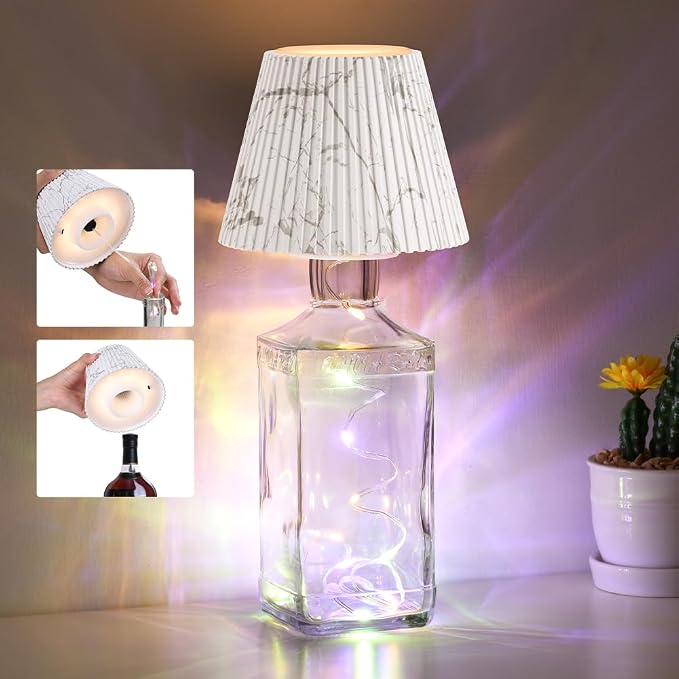 WILIT Wireless Lamp Shades for Table Lamps, 3-Level Brightness Wine Bottle by WILIT