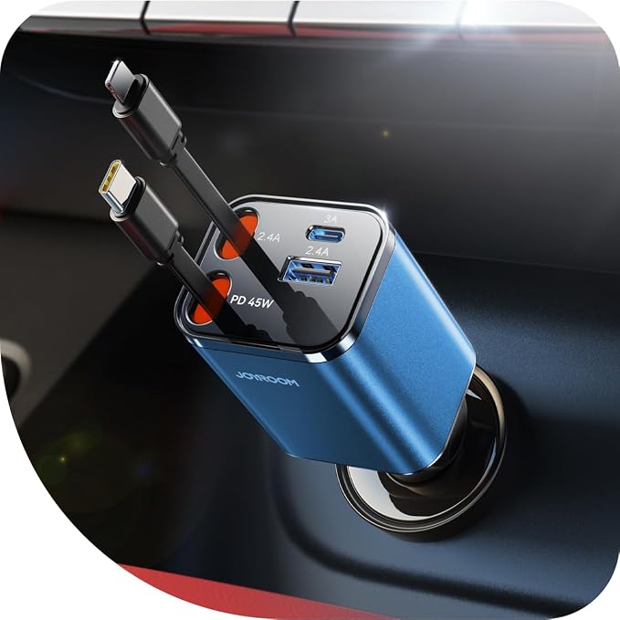 Retractable Car Charger USB C 84W Car Accessories Adapter by JOYROOM