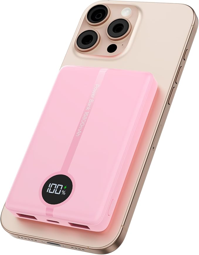 Magnetic Portable Charger, 16800mAh Wireless Power Bank, by Unknown