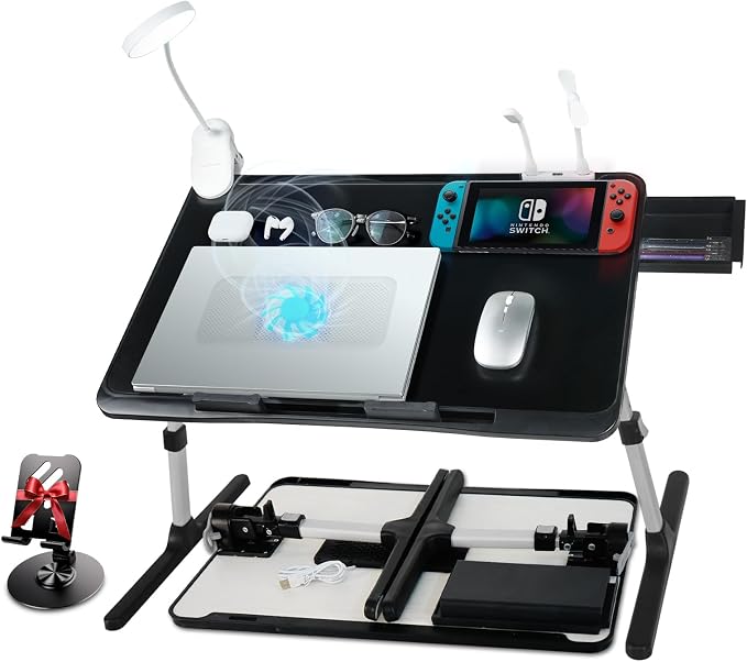 Laptop Lap Desk Include Cooling Fan, Adjustable Lap Desk by IXTRA