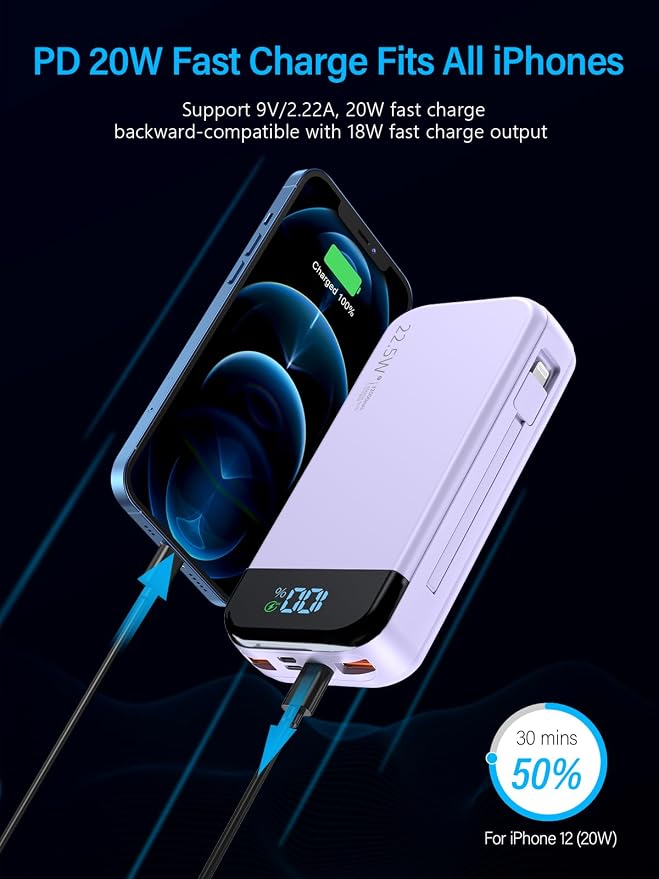 Portable Charger 32000mAh, 22.5W QC 3.0 PD 20W Smart LED Display Fast Charging - Image 5