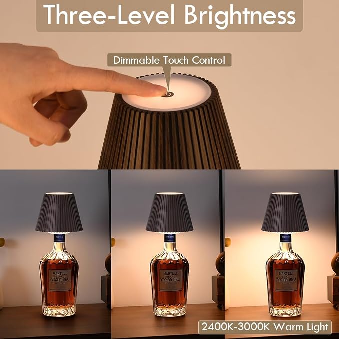 WILIT Wireless Bottle Lamp, 3-Level Brightness Rechargeable Cordless Table Lamp - Image 4
