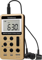 Retekess V112 AM FM Radio Portable, Mini Radio, Digital Tuning Rechargeable by Retekess