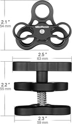 MINIFOCUS 2PCS 1'' Aluminum Triple Holes Ball Clamp Mount - Image 3