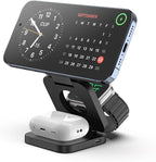 Fast Wireless Charger, Magnetic Foldable 3 in 1 Charging Station by KUXIU
