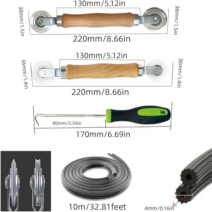 Screen Repair Tool Kit – Includes 2 Types of Screen Roller Tools, 32ft Screen - Image 2