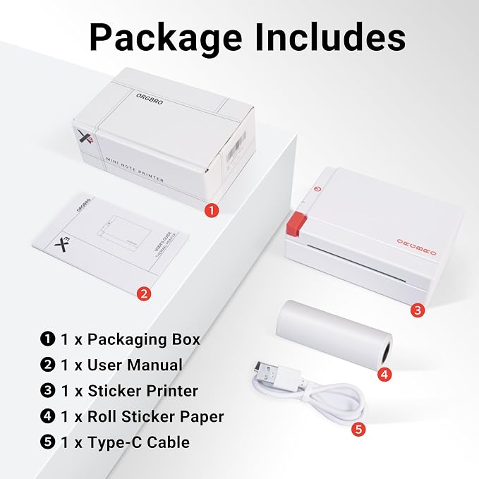 ORGBRO Sticker Printer Machine, X3 Mini Printer Print Pods Portable Thermal - Image 9