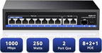 11-Port PoE Gigabit Switch, 8 PoE+ Port, 2 Gigabit Uplink, 1 SFP Port, 120W AI - Image 2
