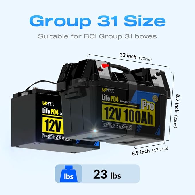 2Pack 12V 100Ah LiFePO4 Lithium Battery, BCI Group 31, Deep Cycle Up to 15000 - Image 3