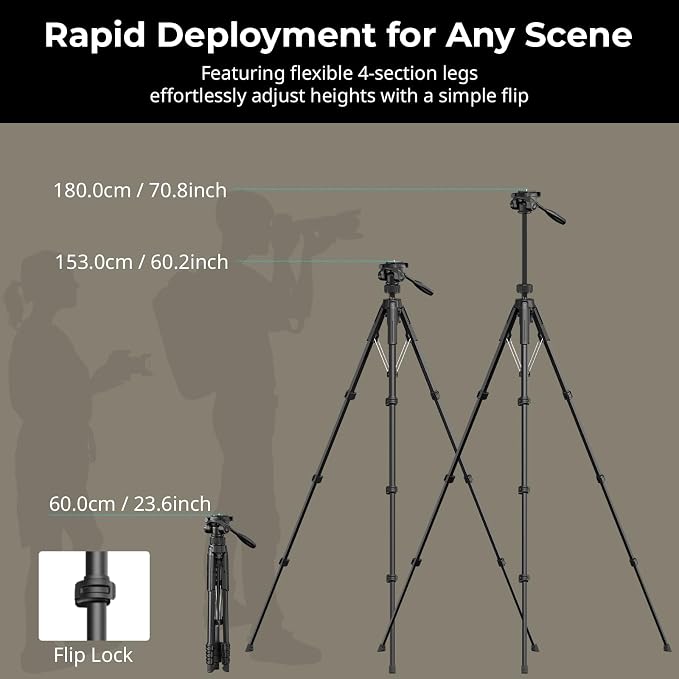 SmallRig 71" Camera Tripod Stand AP-21, Travel Tripod - Image 4