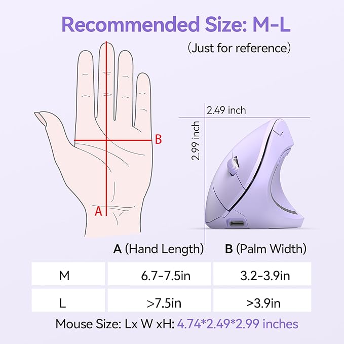 TECKNET Ergonomic Mouse Wireless, Rechargeable Mouse Wireless Silent - Image 6