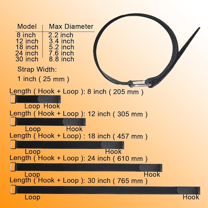 8"12"18"24"30" Hook and Loop Fastening Cable Strap - Image 2