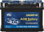 TPE AGM Battery BCI Group 48, Maintenance Free 12V 70Ah, H6 Size, Automotive by TPE