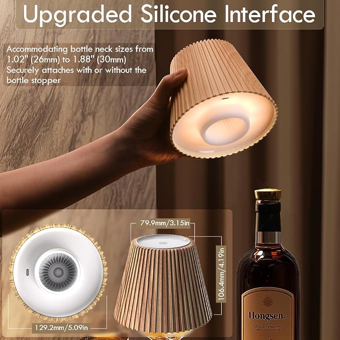 WILIT Wireless Bottle Lamp Shades, 3-Level Brightness Wine Bottle Lights - Image 6