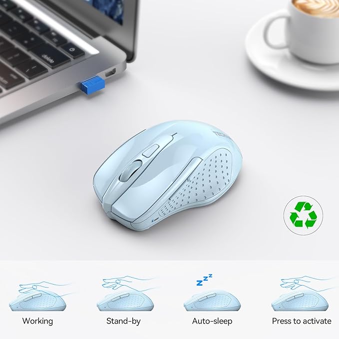 TECKNET Wireless Mouse Silent 4800 DPI Computer USB A & Bluetooth Mouse 6 - Image 8