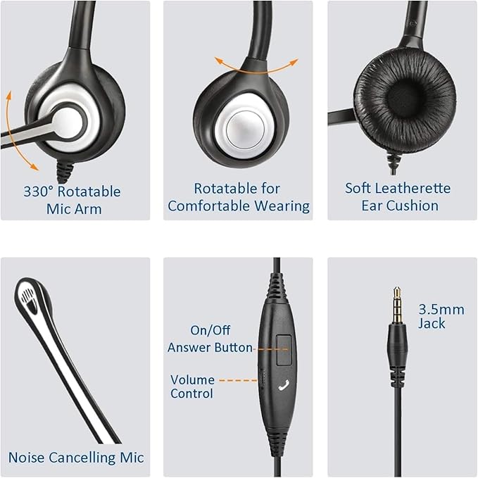 Wantek Cell Phone Headset with Microphone Noise Cancelling, Wired 3.5mm - Image 5