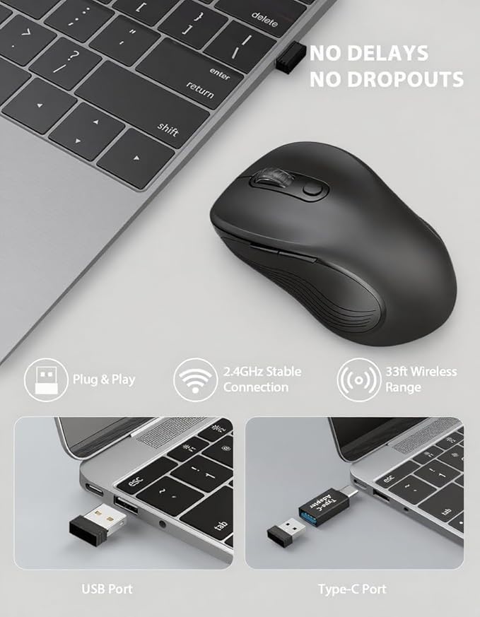 Trueque Wireless Mouse for Laptop, 2.4GHz Ergonomic Computer Mouse - Image 2