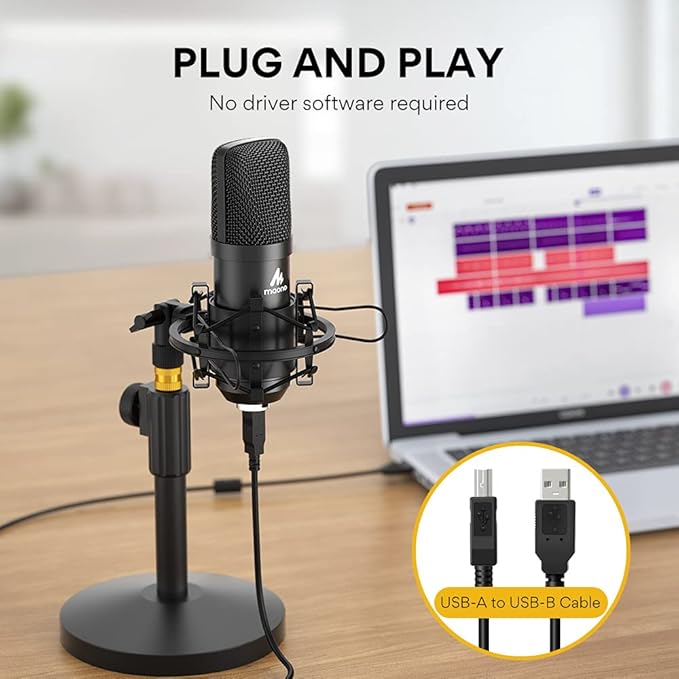 MAONO USB Microphone Kit 192KHZ/24BIT AU-A04T PC Condenser Podcast Streaming - Image 4