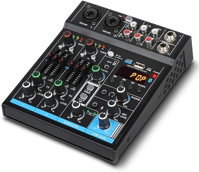 Depusheng M4 Portable Mini Mixer 4-Channel Audio Mixer DJ Console by Depusheng
