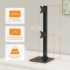Suptek Dual Monitor Stand with Base- Vertical Stack Screen Free-Standing - Image 2
