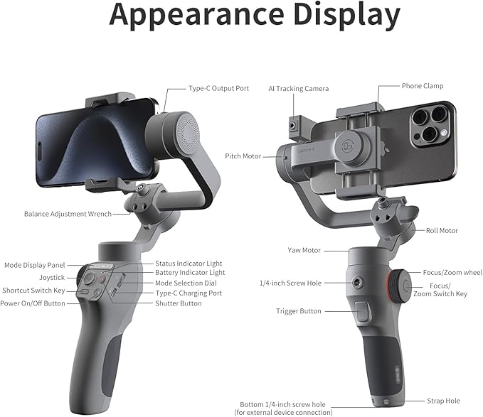 TOALLIN Gimbal Stabilizer for Smartphone, 3-Axis Phone Gimbal - Image 7