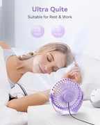 USB Desk Fan, 5 Inch Mini Portable, 3 Speeds Strong Airflow Personal Desktop - Image 5