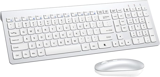 Wireless Keyboard and Mouse Combo, Ultra Slim Design Full Size Keyboard and 3 by QUASIO