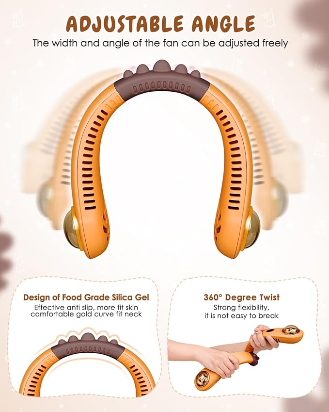 Neck Fan for Kids, Bladeless Portable Fan Rechargeable for 4-14Y Girls & Boys - Image 4