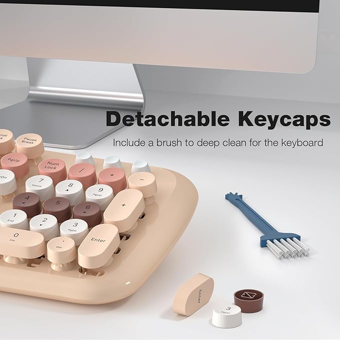KNOWSQT Wireless Keyboard and Mouse Combo Pale MilkTea - Image 5