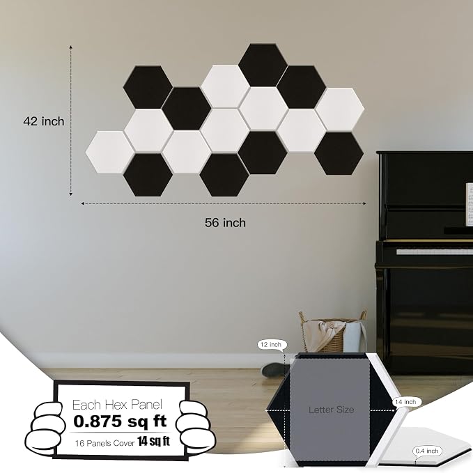 Mollywell Hexagon Acoustic Panels, High Density, Soundproofing, Decorative - Image 2