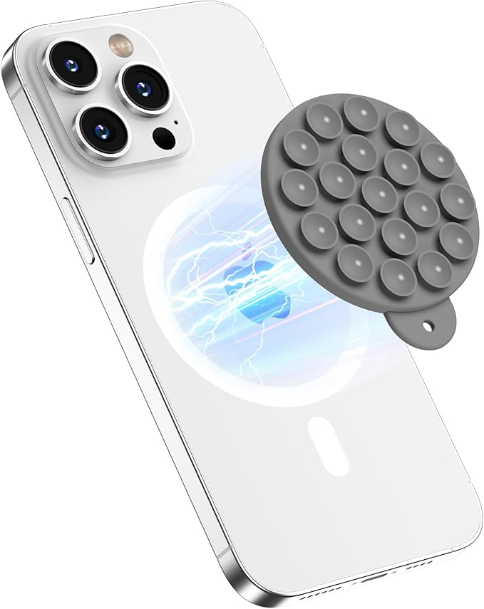 Magnetic Suction Cup Mount for MagSafe Case, Silicone Hands-Free Grip Holder by HSAOHD