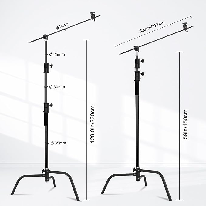 10.8ft/330cm Heavy Duty C Stand Stainless Steel Light Stand - Image 3