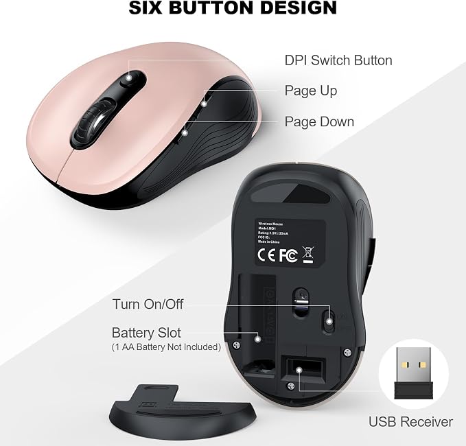 WisFox 2.4G Wireless Mouse for Laptop, Ergonomic Computer Mouse - Image 5