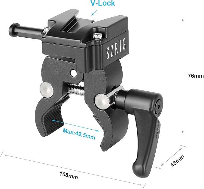 Crab Clamp with Universal V-Lock Mount Quick Release Adapter - Image 2