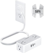 TESSAN Flat Plug Extension Cord 5 FT, Surge Protector Power Strip by TESSAN