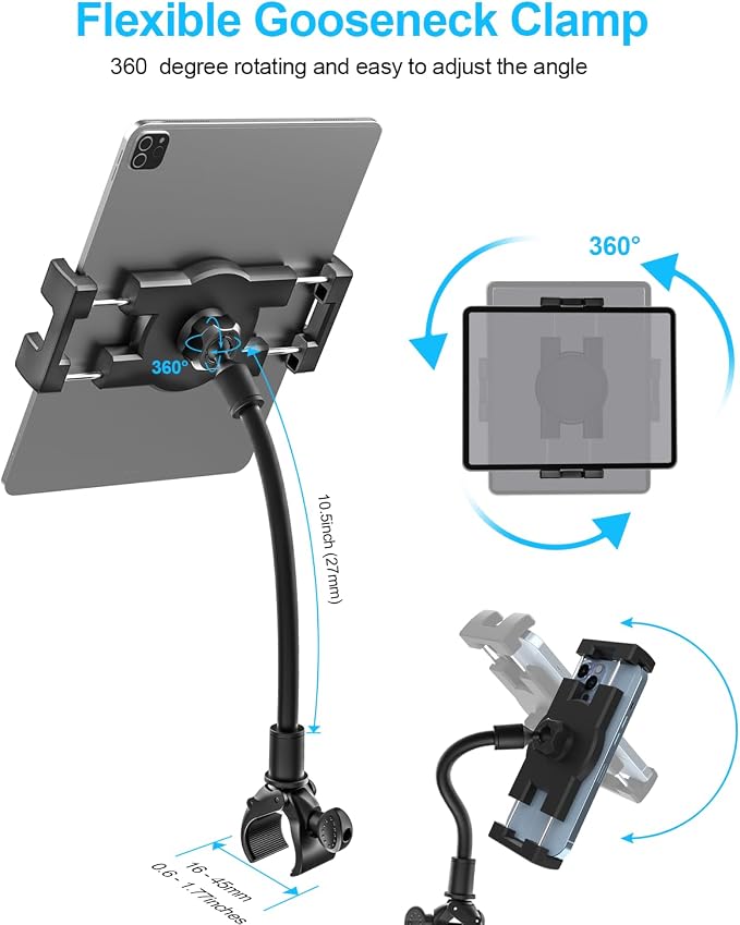 woleyi Gooseneck Tablet Holder for Spin Bike, Peloton Tablet Mount Exercise - Image 4