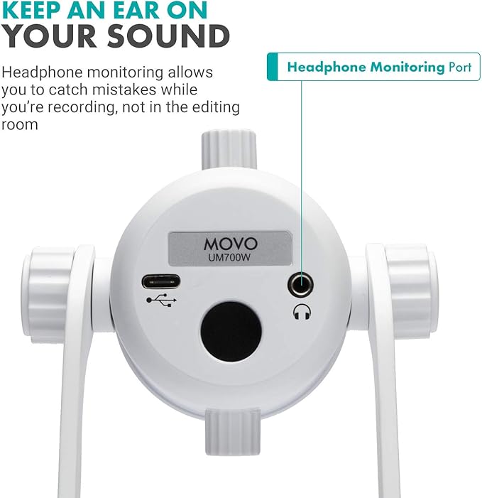 Movo UM700W White Desktop USB Microphone - Image 7