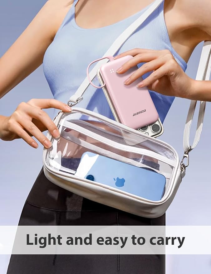 Alongza Portable Charger Built-in Cables and AC Wall Plug, Slim Fast Charging - Image 7