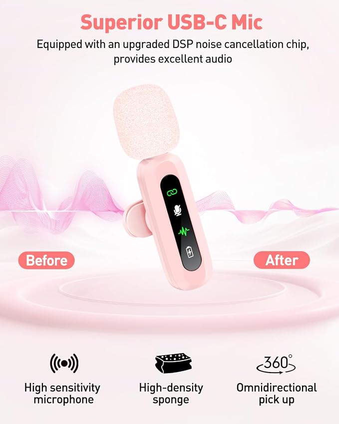USB C Lavalier Microphone Wireless Mini Mic - Image 4