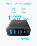 Anker Desktop Charger, Fast Charging USB C Charger, 112W Max 6-Port Charging - Image 4