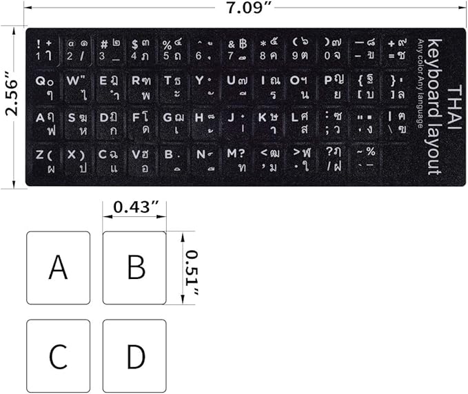 2PCS Thai-English Keyboard Letters Replacement Stickers - Image 2