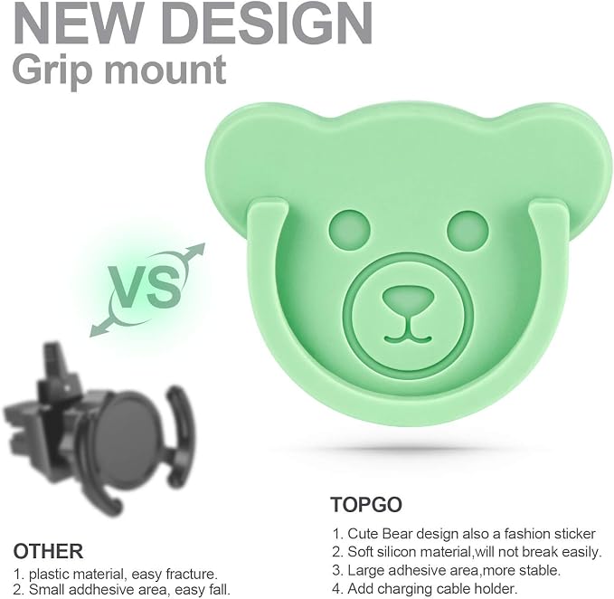 TOPGO Socket Car Mount for Phone Holder Cute Bear Style Silicone Grip Stand - Image 6